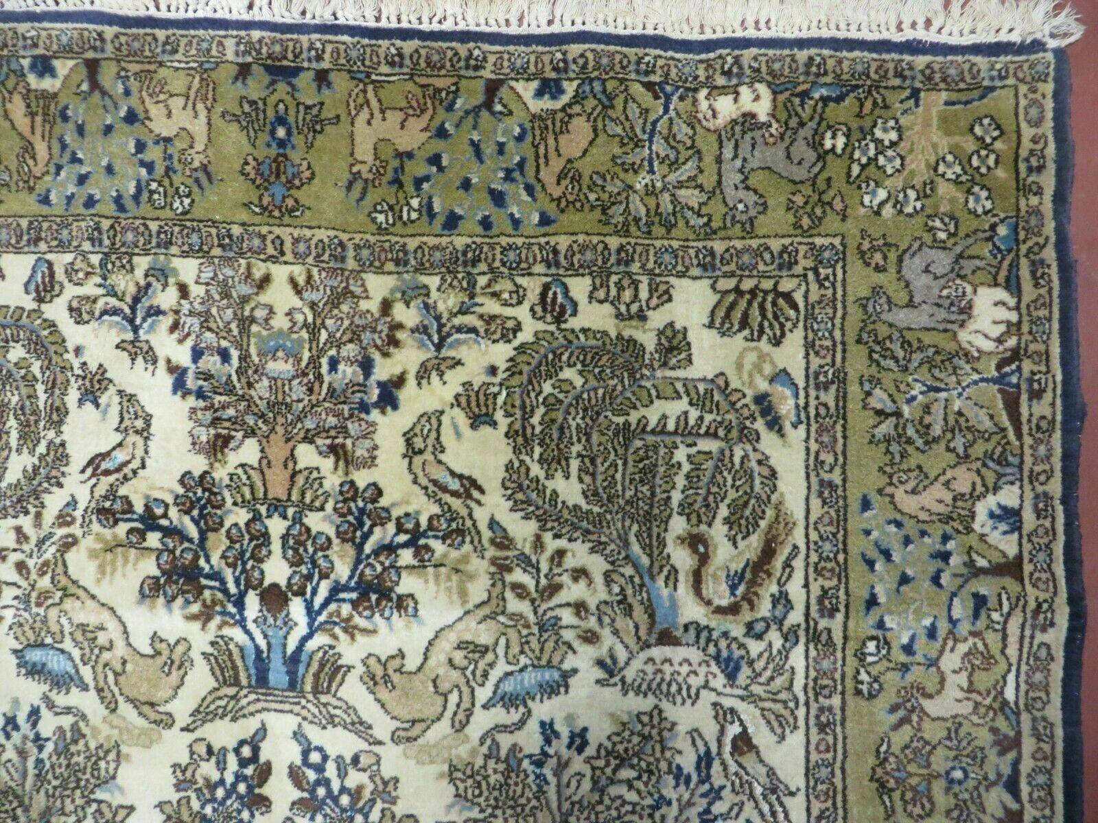 4' X 6 Handmade India Oriental Fine Pictorial Tree Of Life Wool Silk Rug Wow - Nuvé