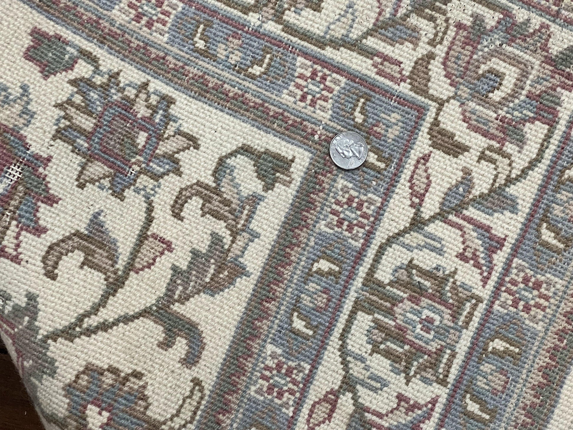 Indo Persian Rug 4x6, Vintage Handmade Wool Carpet, Floral Allover Pattern, Beige, Pair A - Nuvé