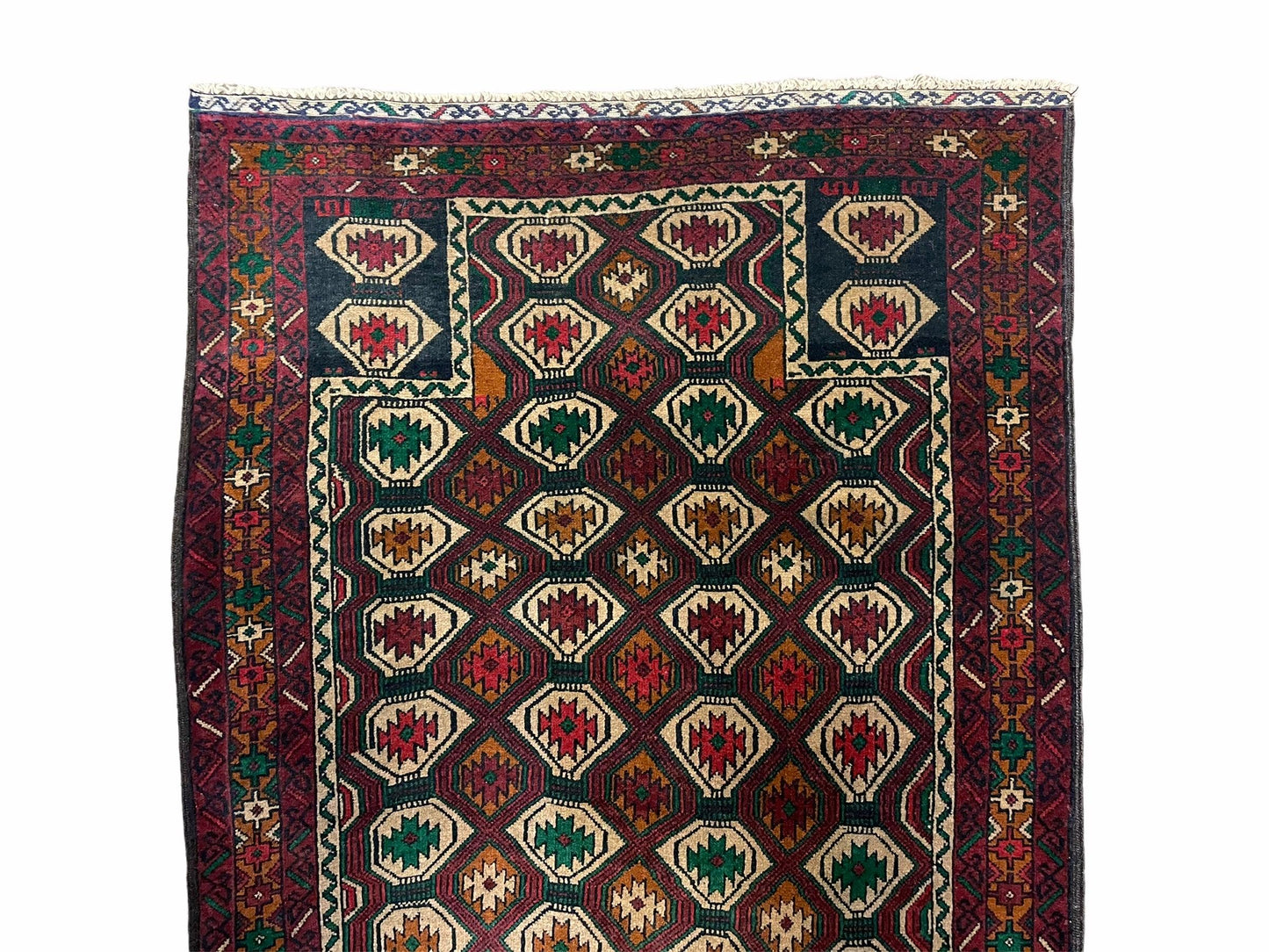 3x5 Vintage Handmade Wool Rug Tribal Turkoman Balouch Prayer Rug Organic Dyes - Nuvé