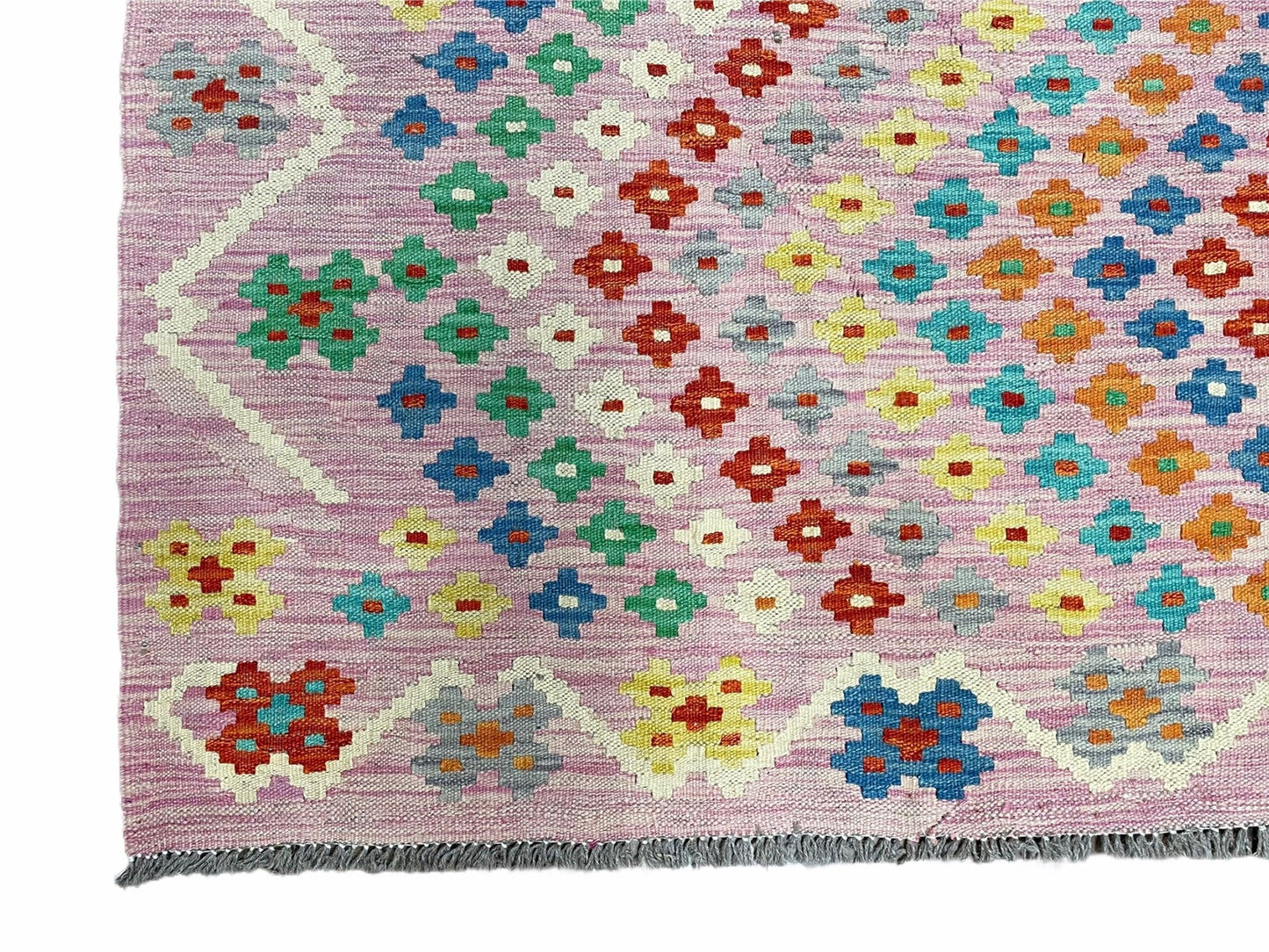 Pink Kilim Rug 6x8 Colorful Turkish Kilim Rug 6 x 8 Flat Weave Kilim Playful Kilim Multicolor Anatolian Chobi New Kilim - Nuvé