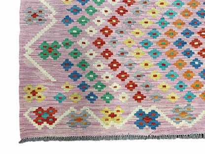 Pink Kilim Rug 6x8 Colorful Turkish Kilim Rug 6 x 8 Flat Weave Kilim Playful Kilim Multicolor Anatolian Chobi New Kilim - Nuvé