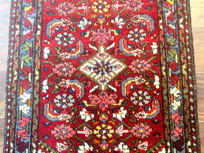 Small Red Persian Tribal Rug 2.6 x 4, Wool Rug, Persian Hamadan Rug - Nuvé