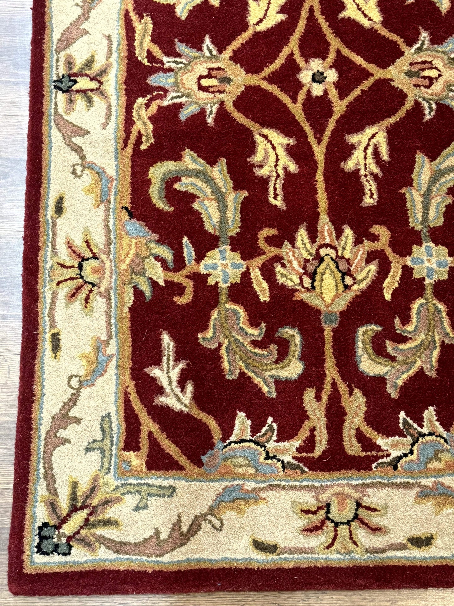 Small Floral Wool Rug 3x5, Safavieh Heritage Collection, Dark Red, Pair A - Nuvé