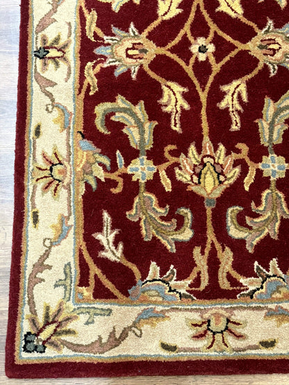Small Floral Wool Rug 3x5, Safavieh Heritage Collection, Dark Red, Pair A - Nuvé