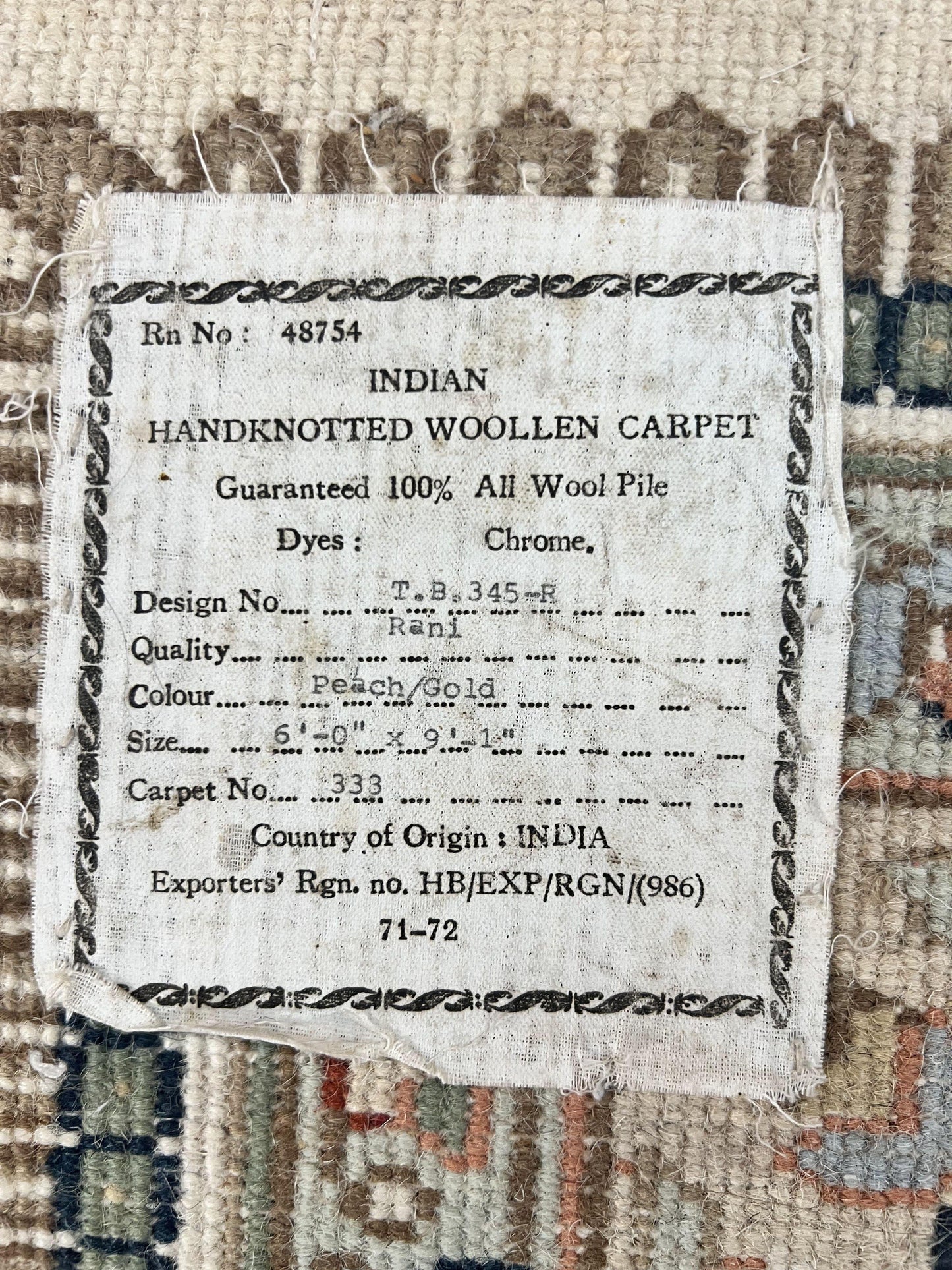 Indo Persian Rug 6x9, Wool Hand Knotted Vintage Carpet, Salmon & Ivory, Traditional Oriental Rug 6 x 9 - Nuvé