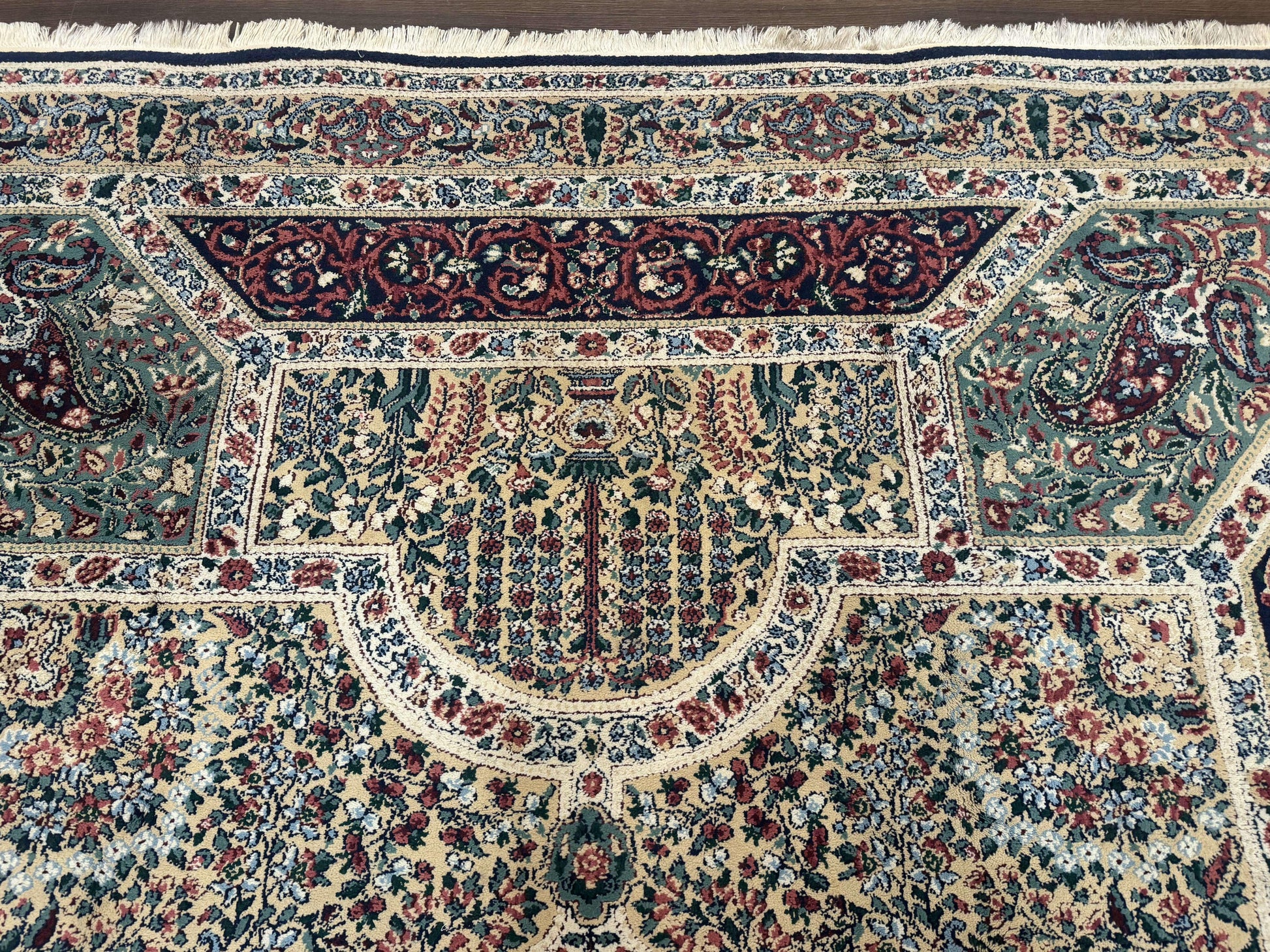 Persian Rug 8x11, Belgium Power Loomed Rug, Kirman Lavar Floral Design, Vintage Rug - Nuvé