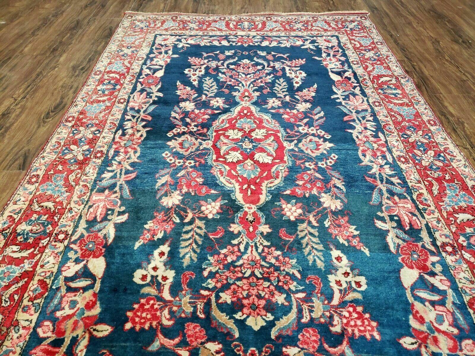 4' X 7' Vintage Handmade Turkish Wool Rug Flowers Birds Tree Of Life Blue Red - Nuvé