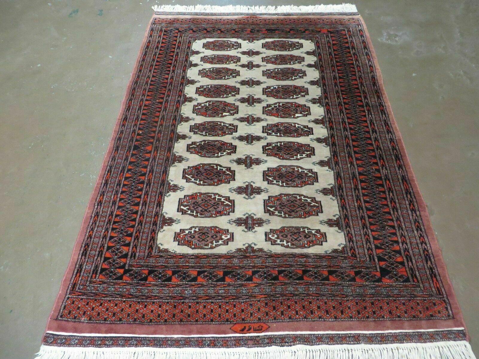 4' X 6' Vintage Handmade Bokhara Turkoman Pakistan Wool Rug Carpet Nice - Nuvé