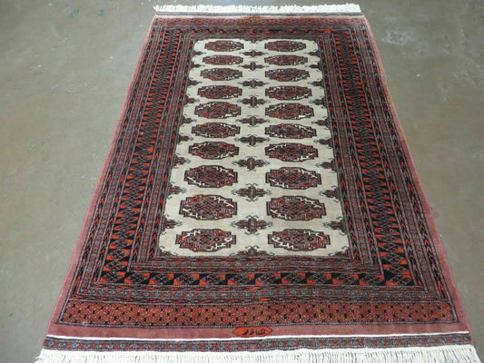 4' X 6' Vintage Handmade Bokhara Turkoman Pakistan Wool Rug Carpet Nice - Nuvé