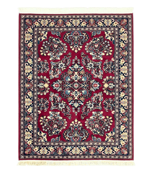 Karastan Rug 4.6 x 6 Lanamar Sarouk #5528, Red Wool Karastan Oriental Carpet, Discontinued, Antique, Wool Pile