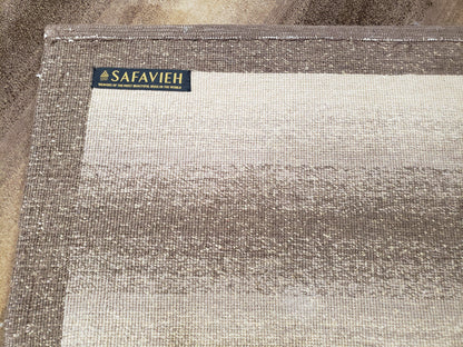 Vintage Safavieh Tibetan Indian Rug 6x9, Nepal Rug, Handmade, Striped Rug, Brown & Beige, 6x9 Oriental Carpet, Wool, Soft - Nuvé