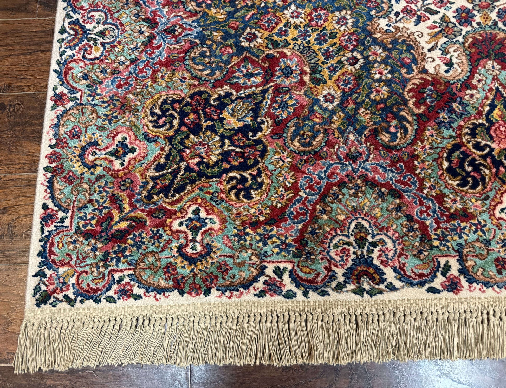 Karastan Rug #742 Floral Kirman 8.8 x 12, Wool Pile, Vintage Original Series, Rare - Nuvé