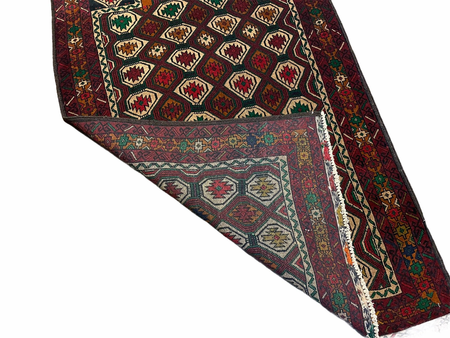 3x5 Vintage Handmade Wool Rug Tribal Turkoman Balouch Prayer Rug Organic Dyes - Nuvé