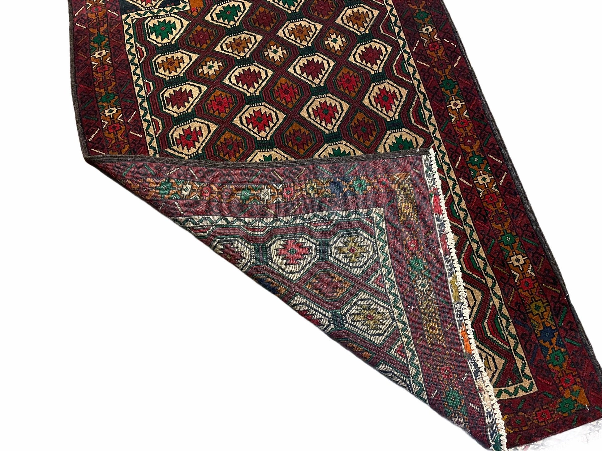 3x5 Vintage Handmade Wool Rug Tribal Turkoman Balouch Prayer Rug Organic Dyes - Nuvé