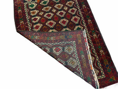 3x5 Vintage Handmade Wool Rug Tribal Turkoman Balouch Prayer Rug Organic Dyes - Nuvé