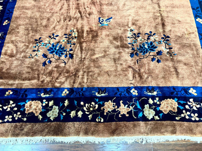 Antique Chinese Wool Rug 9x12, Large Peking Carpet, Handmade, Nichols Rug - Nuvé