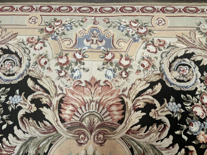 Wonderful Needlepoint Rug 10x14, Large Aubusson Carpet, Floral, Elegant, European Design - Nuvé