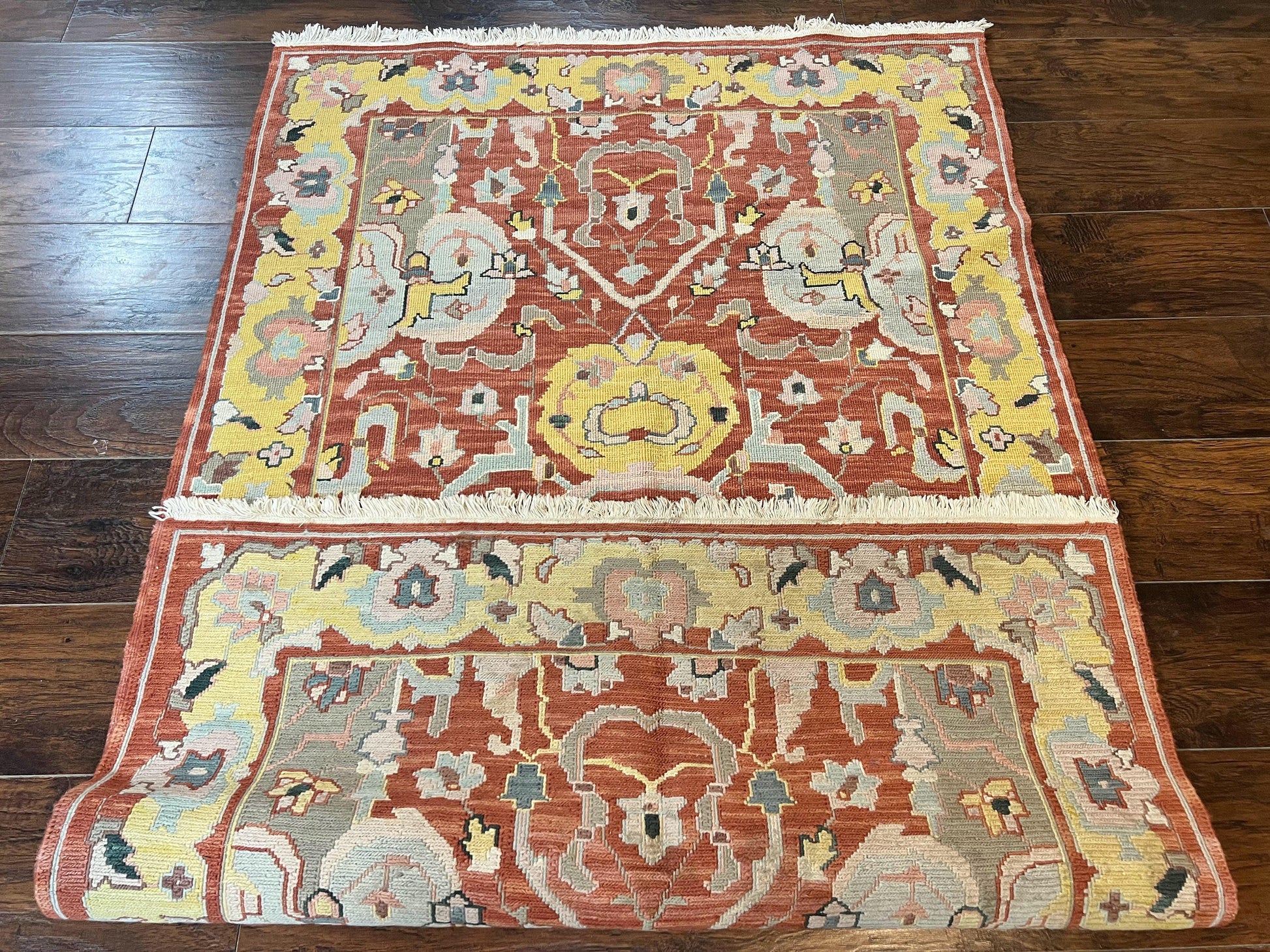 Turkish Flatweave Kilim Rug 4x6, Geometric Wool Handmade Carpet, Vintage - Nuvé