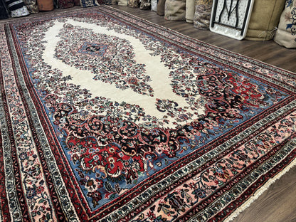 Palace Size Persian Rug 10 x 21 ft, Antique Hamadan Bibikabad Carpet, Handmade Antique Wool Oversized Rug, Ivory, Semi Open Field - Nuvé