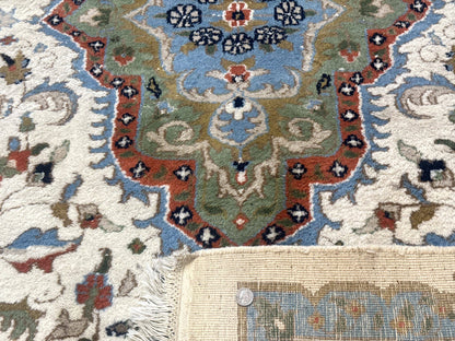 Indo Persian Rug 9x12, Ivory Red Green, Traditional Oriental Carpet - Nuvé