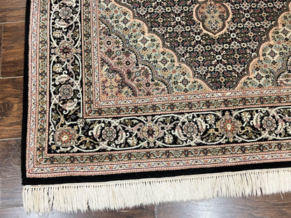 Sino Persian Rug 4x6, Fine Hand Knotted Carpet, Black, Wool, Vintage Rug 4 x 6, Herati Mahi, 300 KPSI - Nuvé
