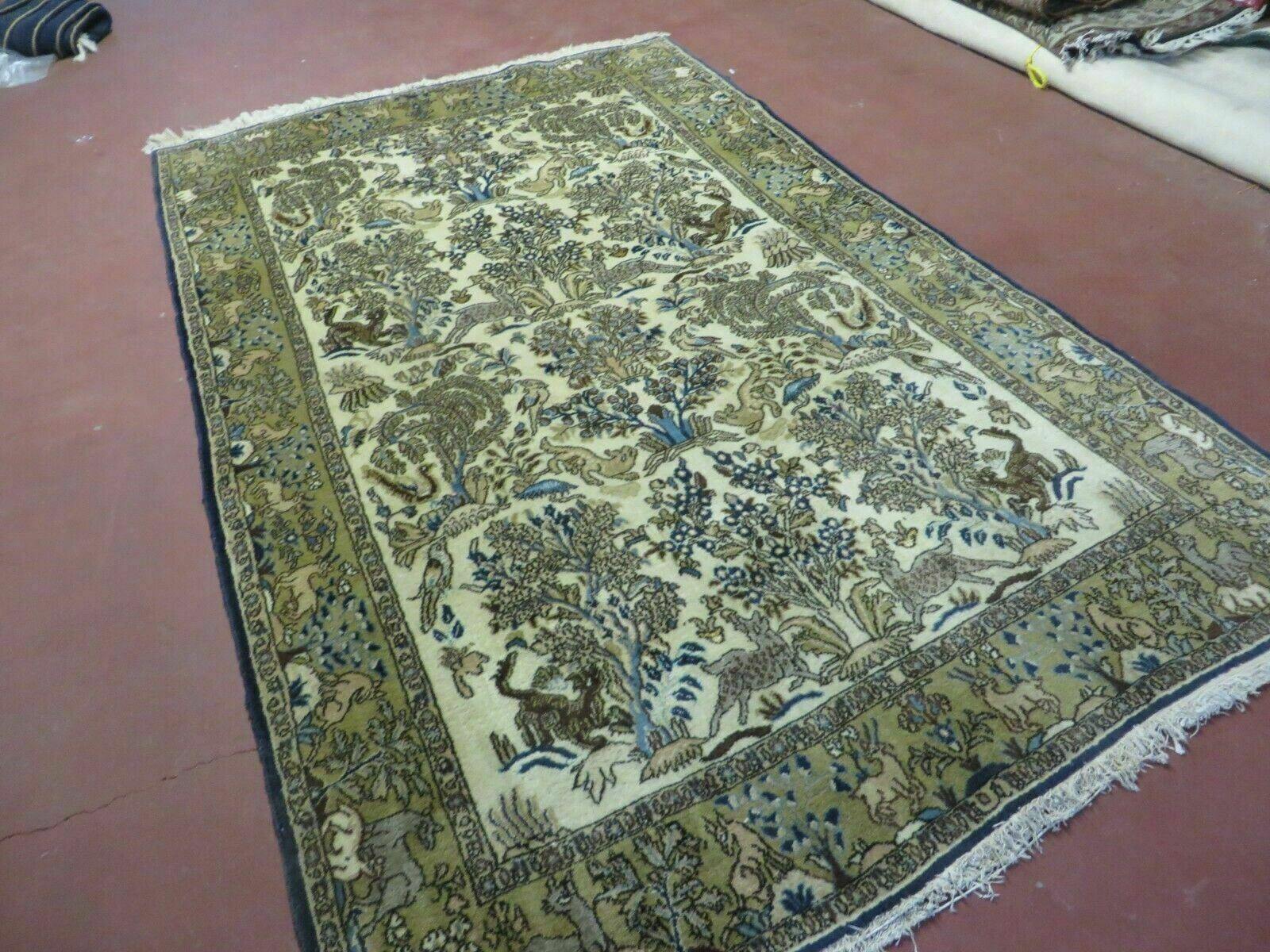 4' X 6 Handmade India Oriental Fine Pictorial Tree Of Life Wool Silk Rug Wow - Nuvé