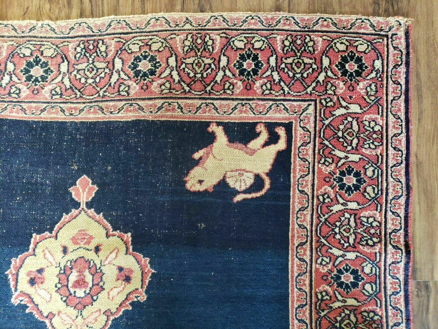 4' X 6' Antique Handmade Turkish Ghiordes Wool Rug Veg Dyes Organic Lion Nice - Nuvé