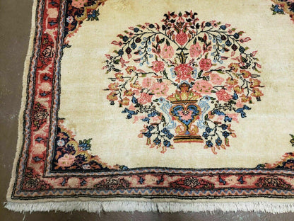 2' 7" X 3' 6" Antique Rug Hand Knotted Pictorial Wool Oriental Flowers - Nuvé
