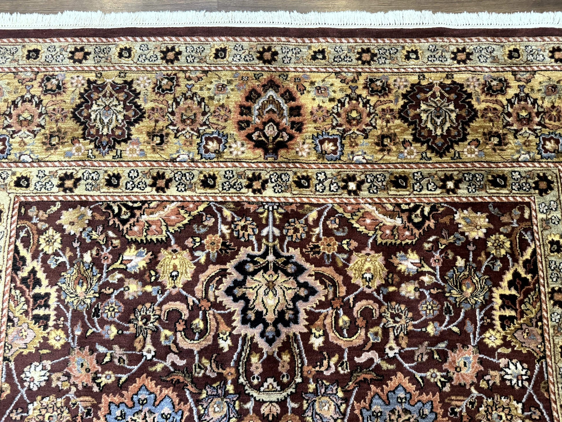 Indo Persian Rug 8x11, Eggplant & Tan, Allover Pattern, Wool Couristan Handmade Rug - Nuvé