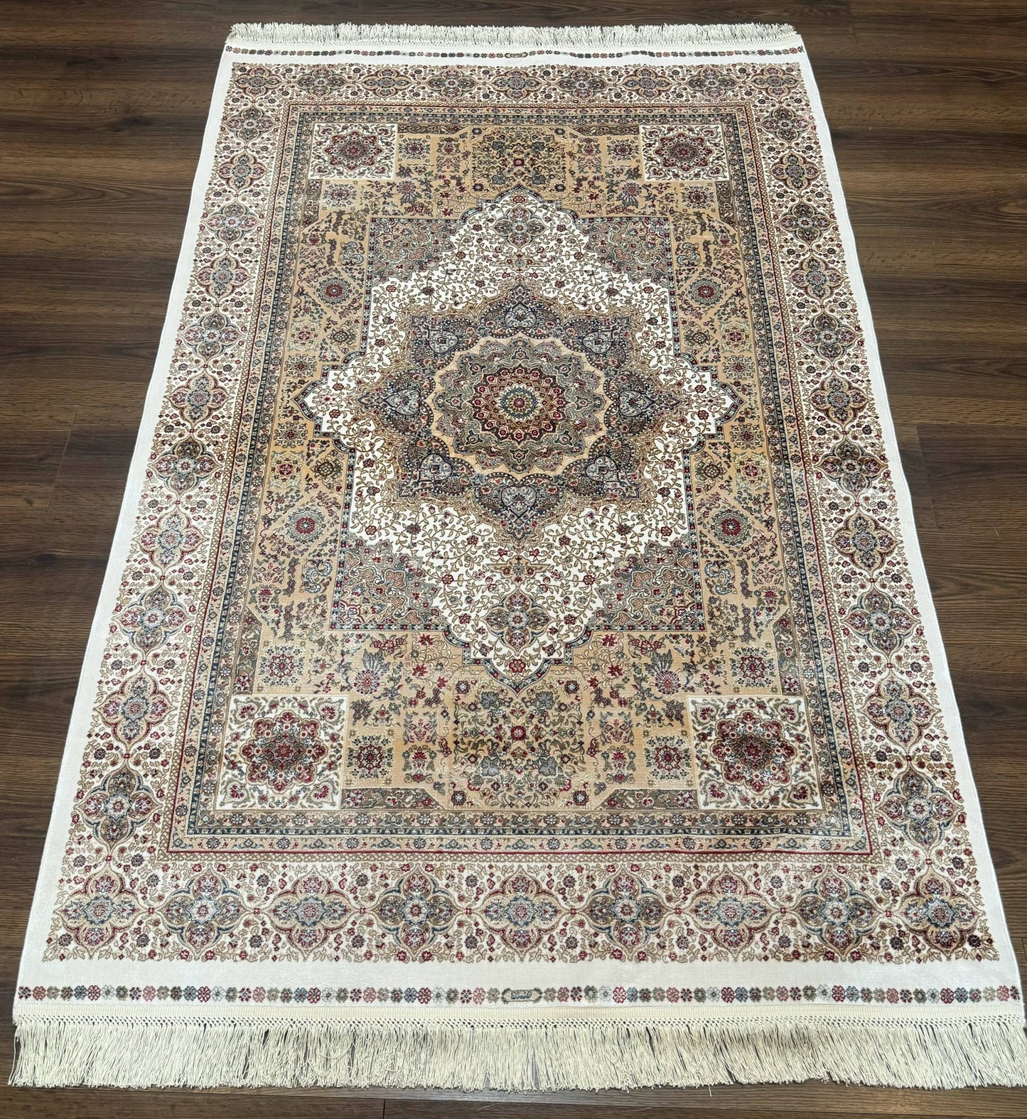 Turkish Memluk Silk Rug 4x6, Hereke Carpet, Bamboo Silk, New - Nuvé