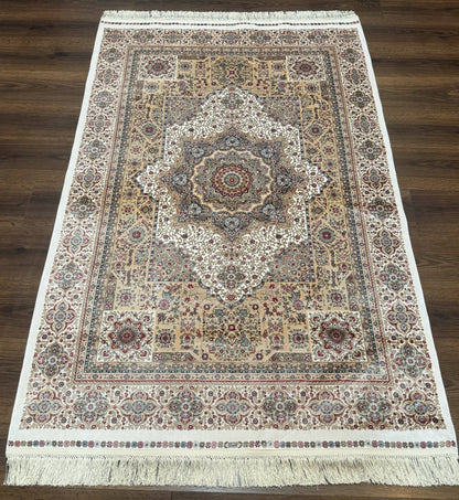 Turkish Memluk Silk Rug 4x6, Hereke Carpet, Bamboo Silk, New - Nuvé
