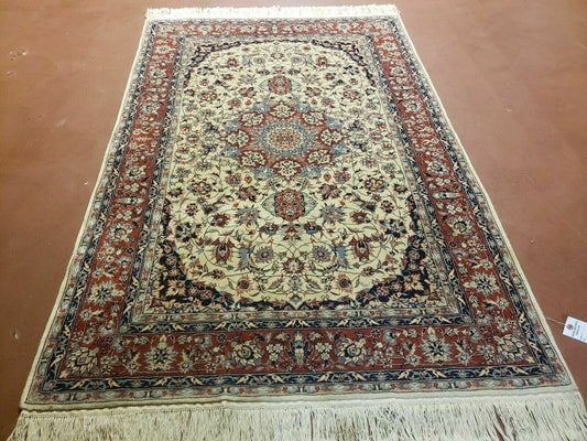 4' X 6' Handmade Ultra Fine Chinese Floral Oriental Wool Rug Hand Knotted Beige - Nuvé