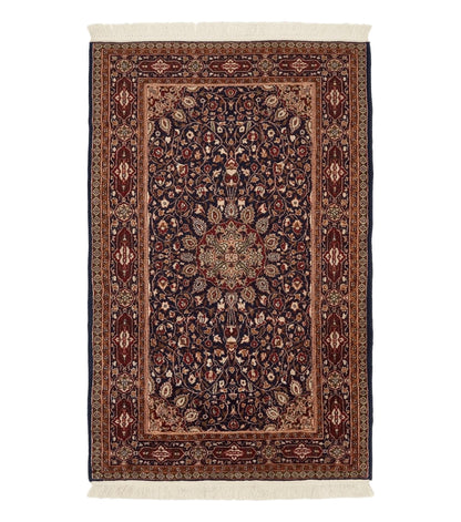 Indo Kashmiri Rug 3x5, Navy Blue, Very Fine 400 KPSI, Pair A