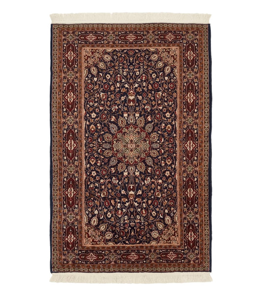 Indo Kashmiri Rug 3x5, Navy Blue, Very Fine 400 KPSI, Pair A