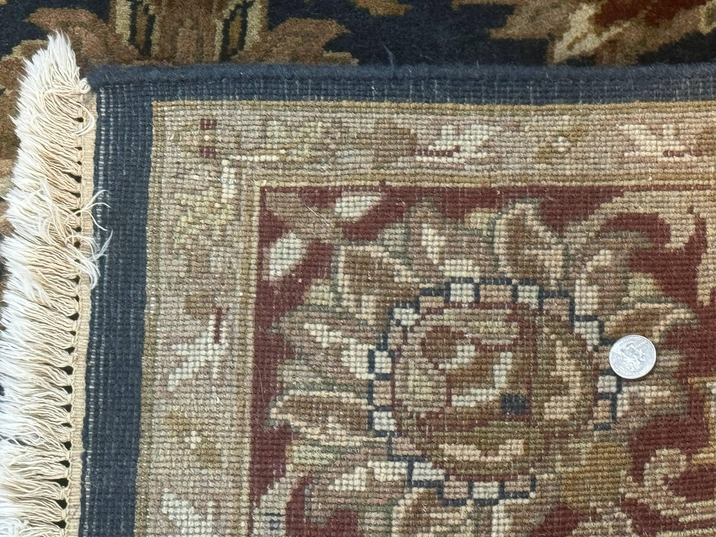 Indian Agra Rug 6x9, Floral, Traditional Rug, Dark Green Maroon Tan - Nuvé