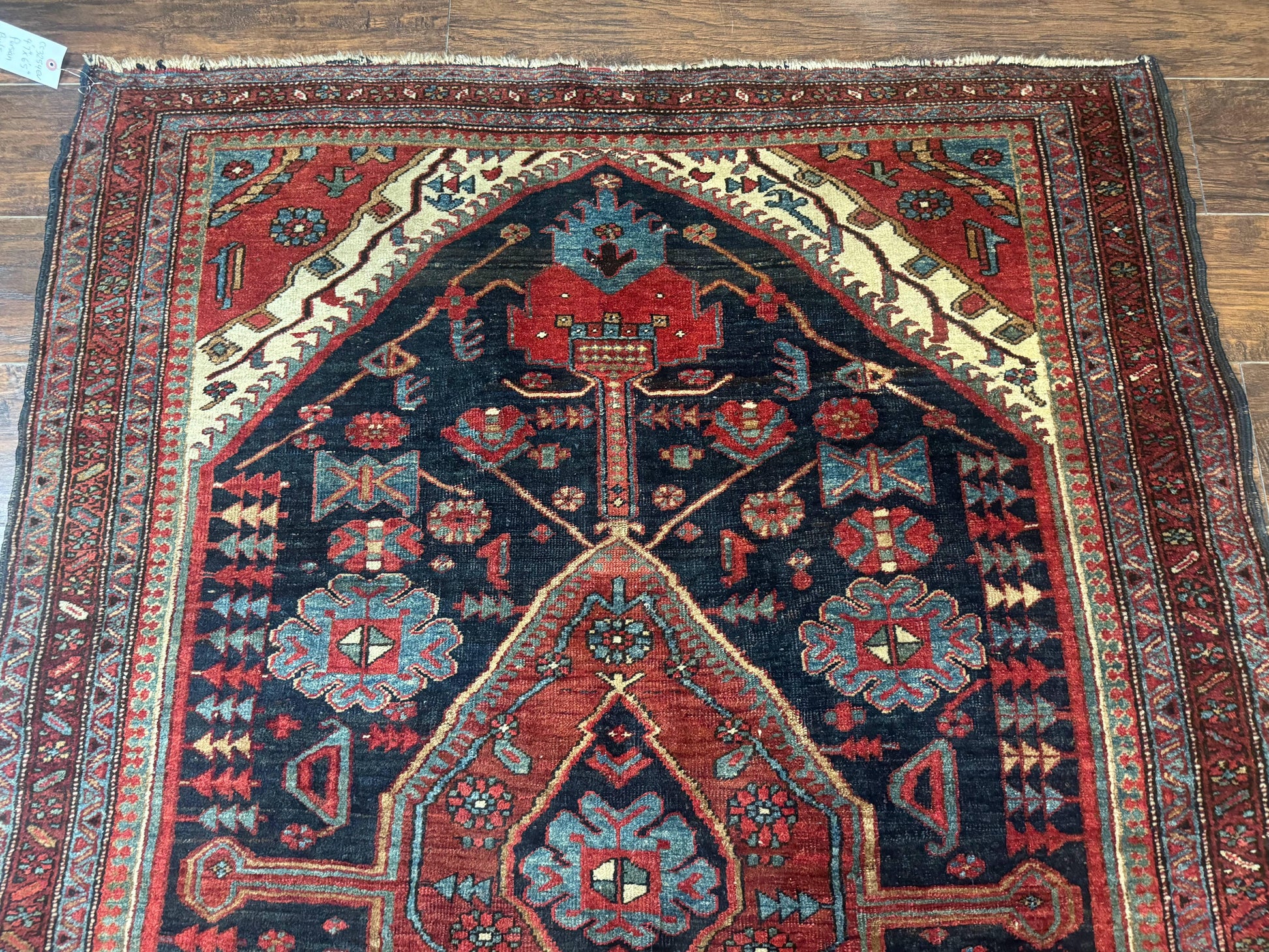Antique Persian Bidjar Rug 5x6, Navy Blue and Red, Persian Tribal Rug - Nuvé