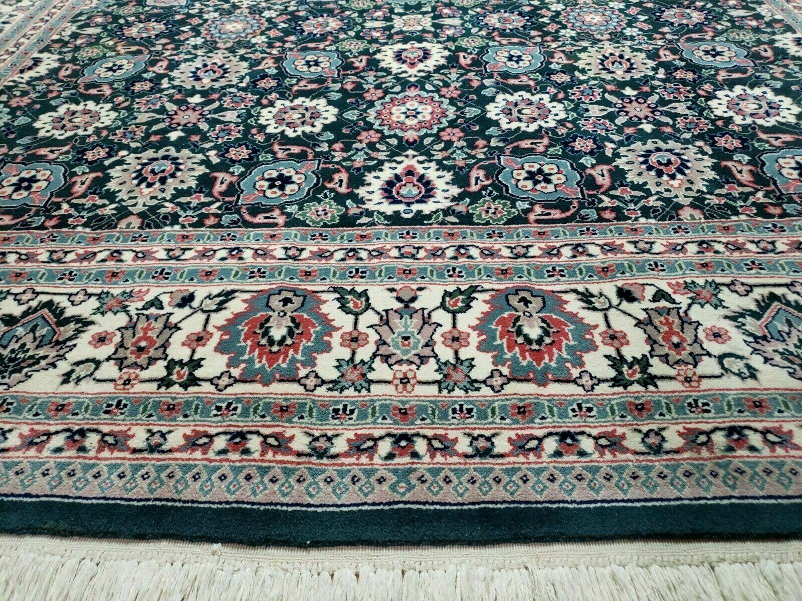 8' X 10' Handmade Indian Oriental Wool Rug Carpet Organic Dye Forest Green Nice - Nuvé