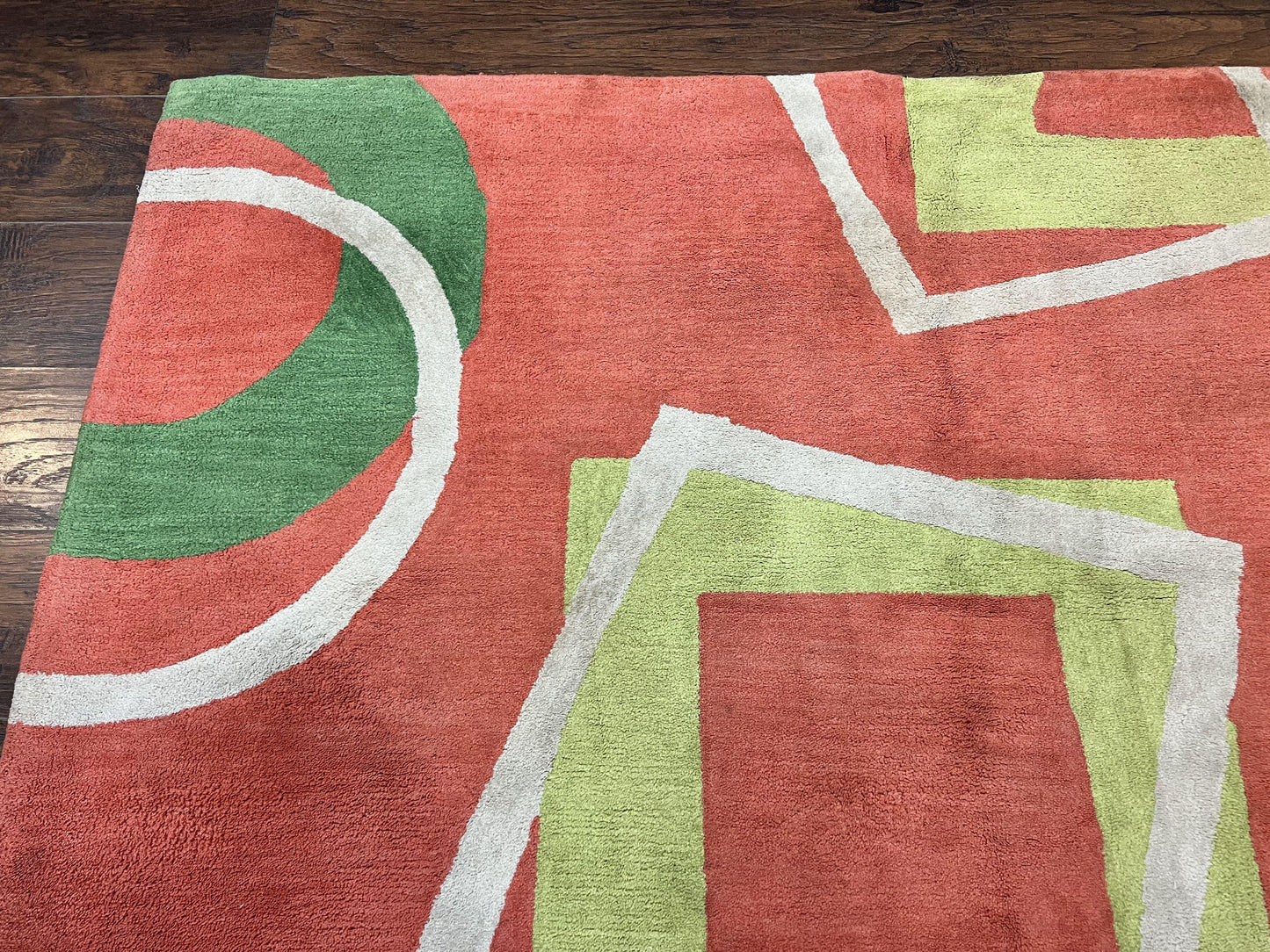 Abstract Rug 6x9, Modern Contemporary Rug, Red-Orange Green - Nuvé