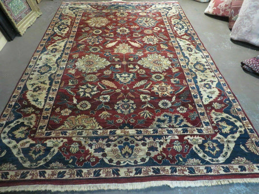 6' X 9' Vintage Handmade India Floral Oriental Wool Rug Vegetable Dyes Red Nice - Nuvé