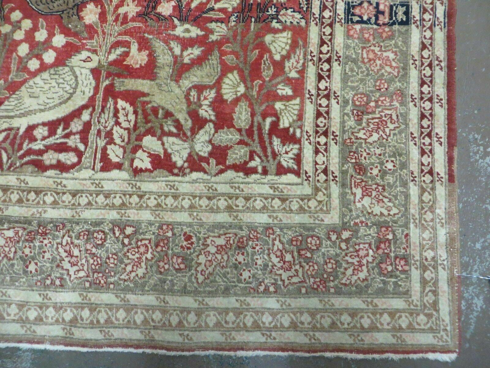 4' X 6' Antique Handmade Turkish Tree Of Life Oriental Wool Rug Birds Red - Nuvé