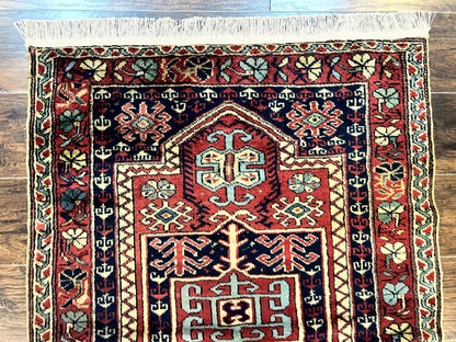 Antique Turkish Sparta Rug 3x4, Geometric Caucasian Pattern, Vintage Handmade Tribal Wool Carpet - Nuvé