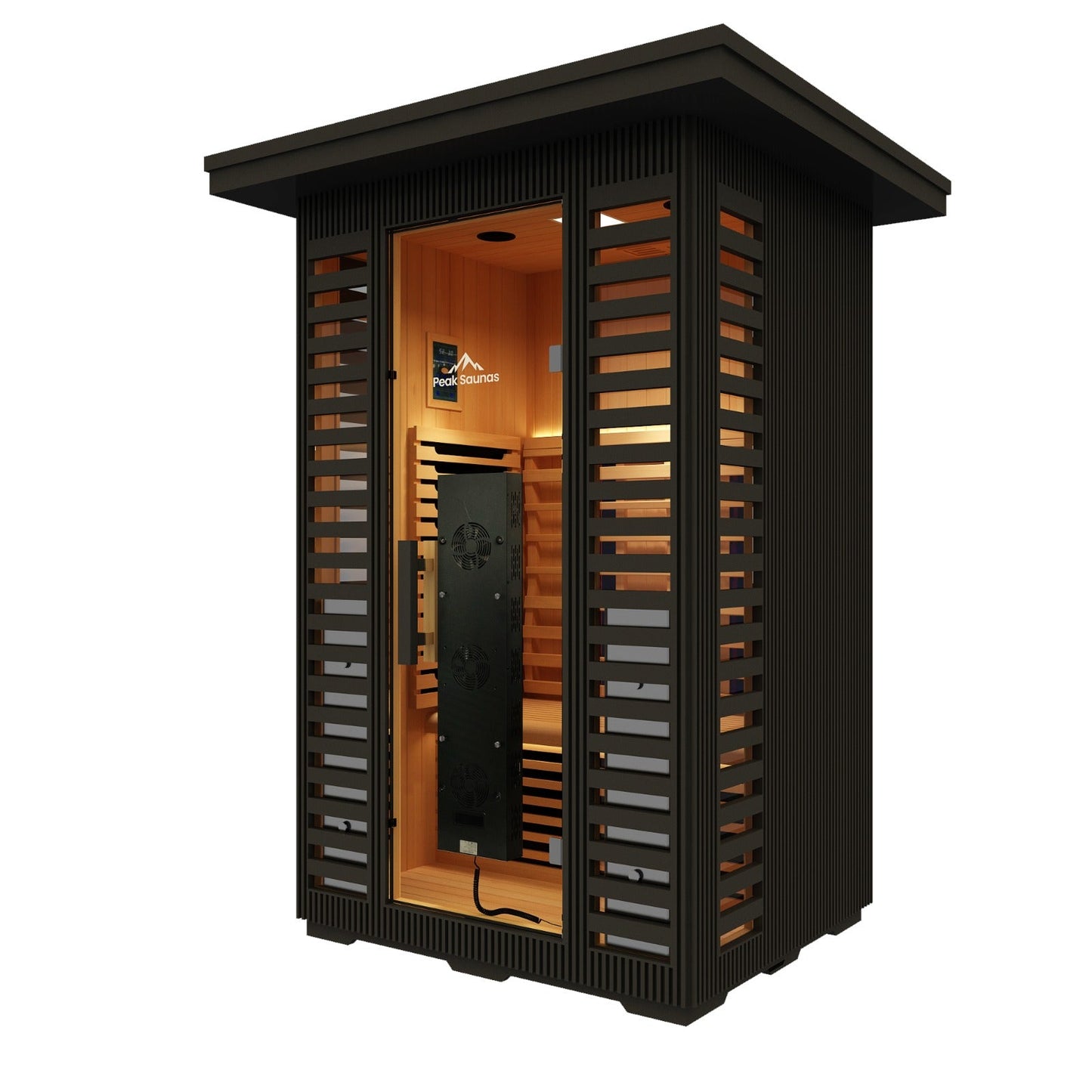 Peak Saunas Patagonia 2-Person Outdoor Full Spectrum Infrared Sauna with XL Medical-Grade Red Light Therapy and Smart WiFi App Control - Nuvé