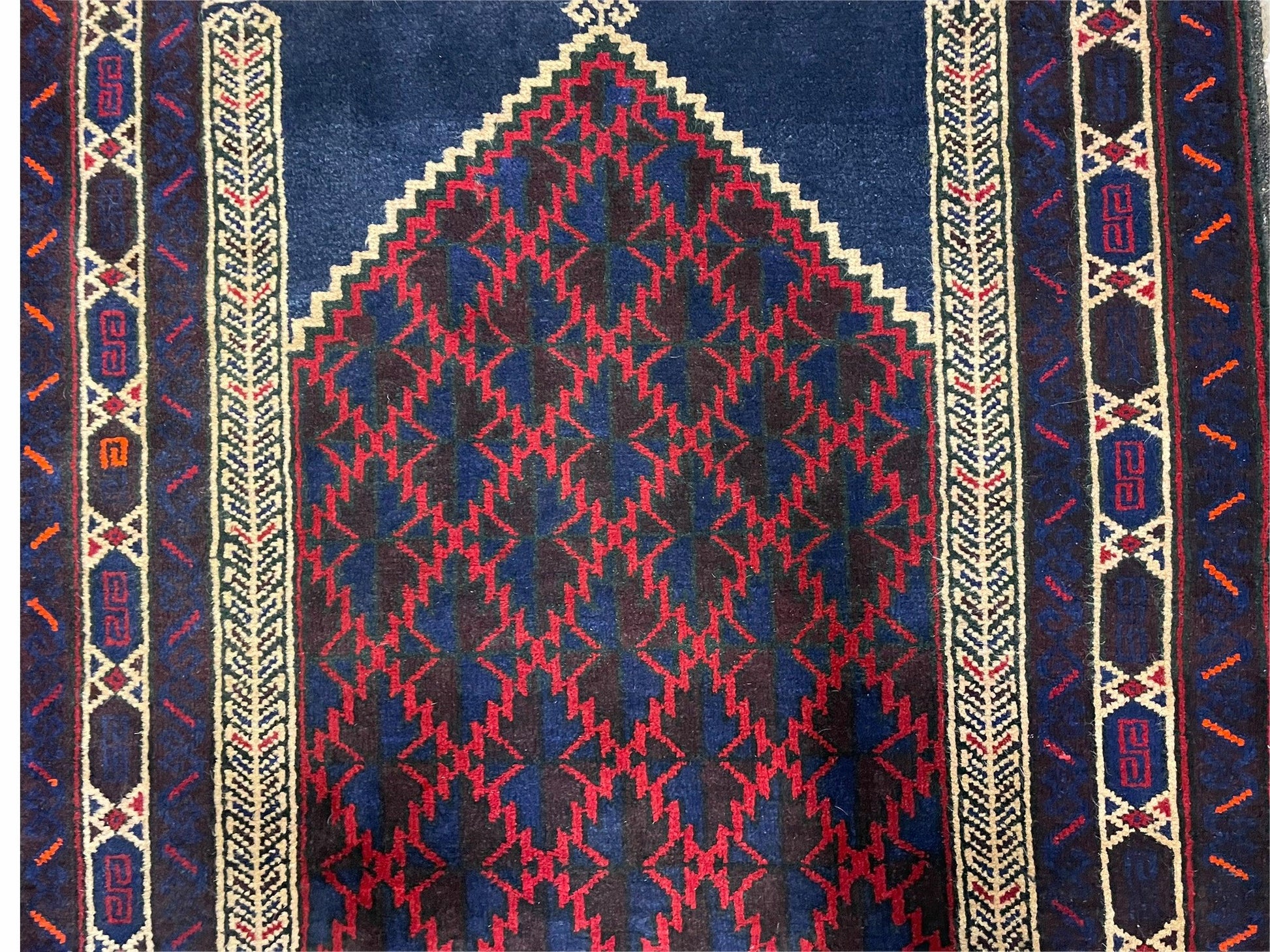 3x5 Vintage Handmade Tribal Wool Rug Balouchi Prayer Rug Afghan Rug Red Blue Wow - Nuvé