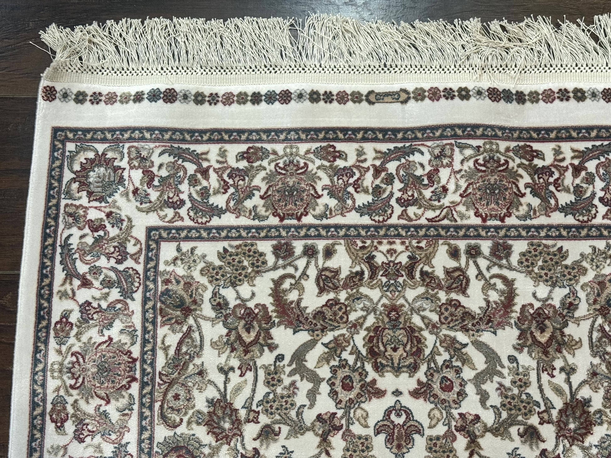 Small Turkish Silk Rug 2.6 x 4, Ivory, Allover Design, Bamboo Silk - Nuvé