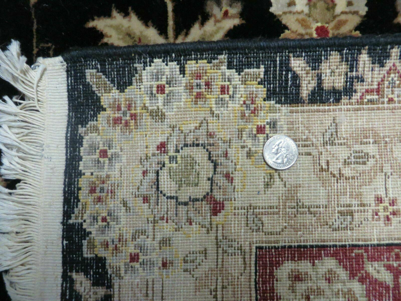 9' X 12' Vintage Handmade Fine Chinese Oriental Floral Wool Rug Silk Black - Nuvé