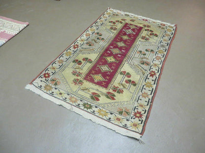 3' X 5' Vintage Handmade Turkish Turkey Oushak MILAS Wool Accent Rug Carpet Nice - Nuvé