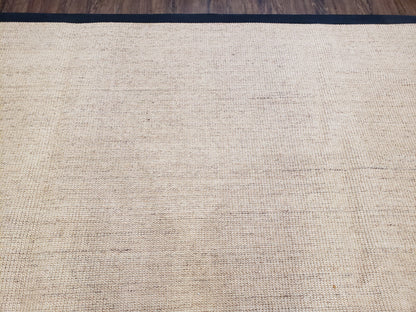 Jute Rug 8x10, Natural Jute Fiber Area Rug, Natural Sisal Area Rug with Black Border, 8x10 Carpet, Solid Jute Rug 8 x 10, Farmhouse Rug