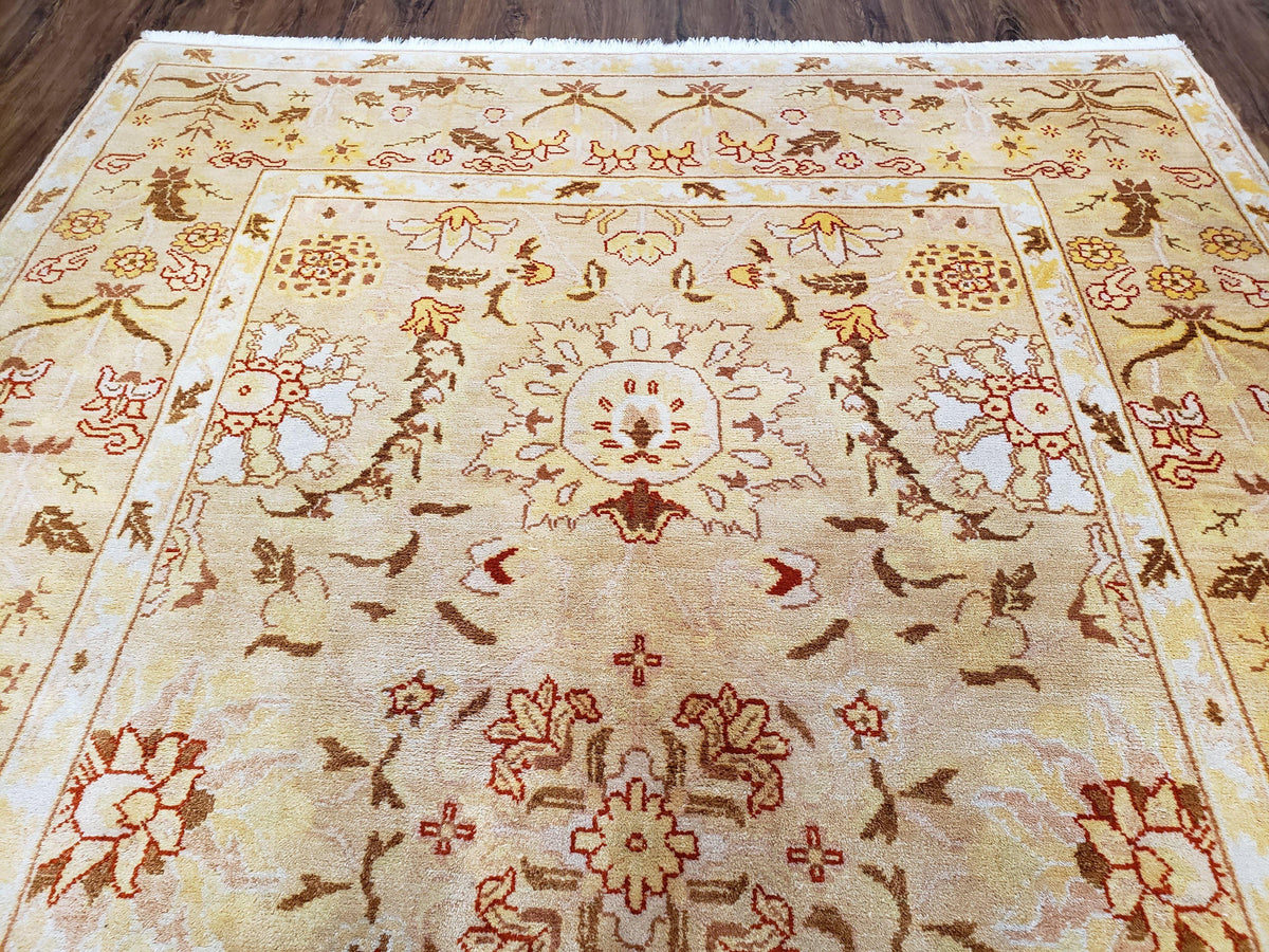 Vintage Turkish Oushak Area Rug 6x9, Wool Hand-Knotted