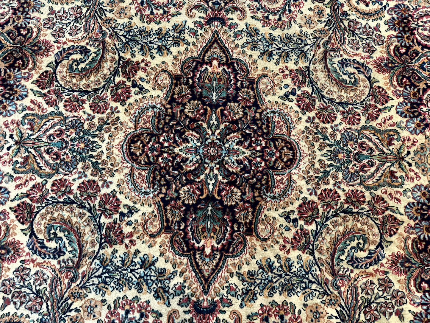 Antique Karastan Kirman Rug 8.8 x 12, Imperial Karastan #1427, Ivory Kirman - Nuvé