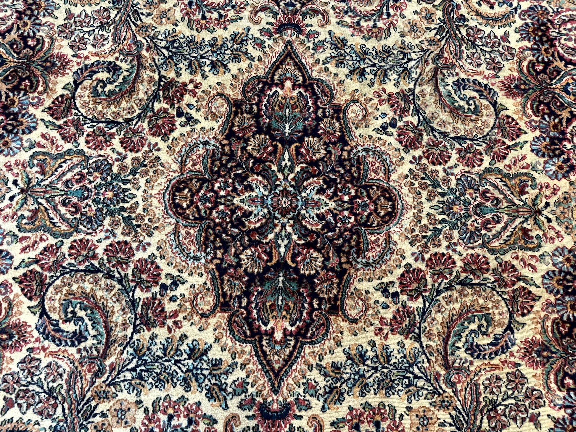 Antique Karastan Kirman Rug 8.8 x 12, Imperial Karastan #1427, Ivory Kirman - Nuvé